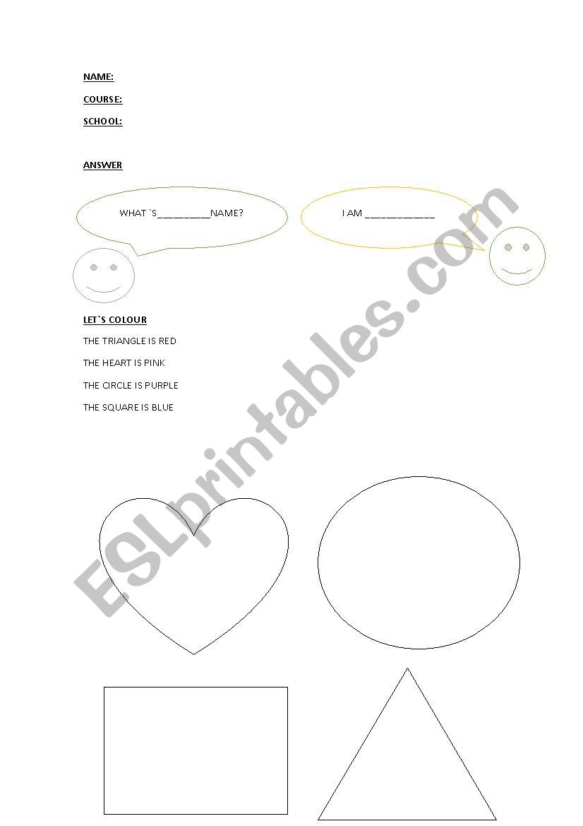 colours worksheet