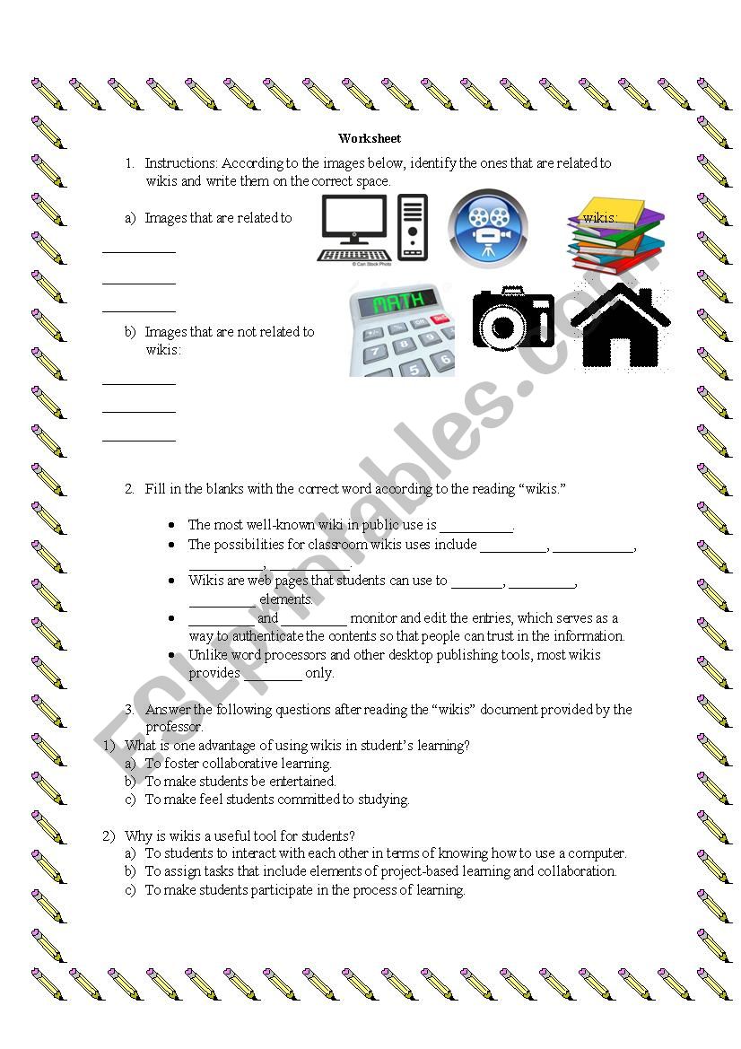 Wikis worksheet