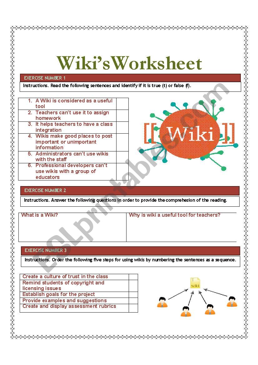 Wikis Worksheet worksheet