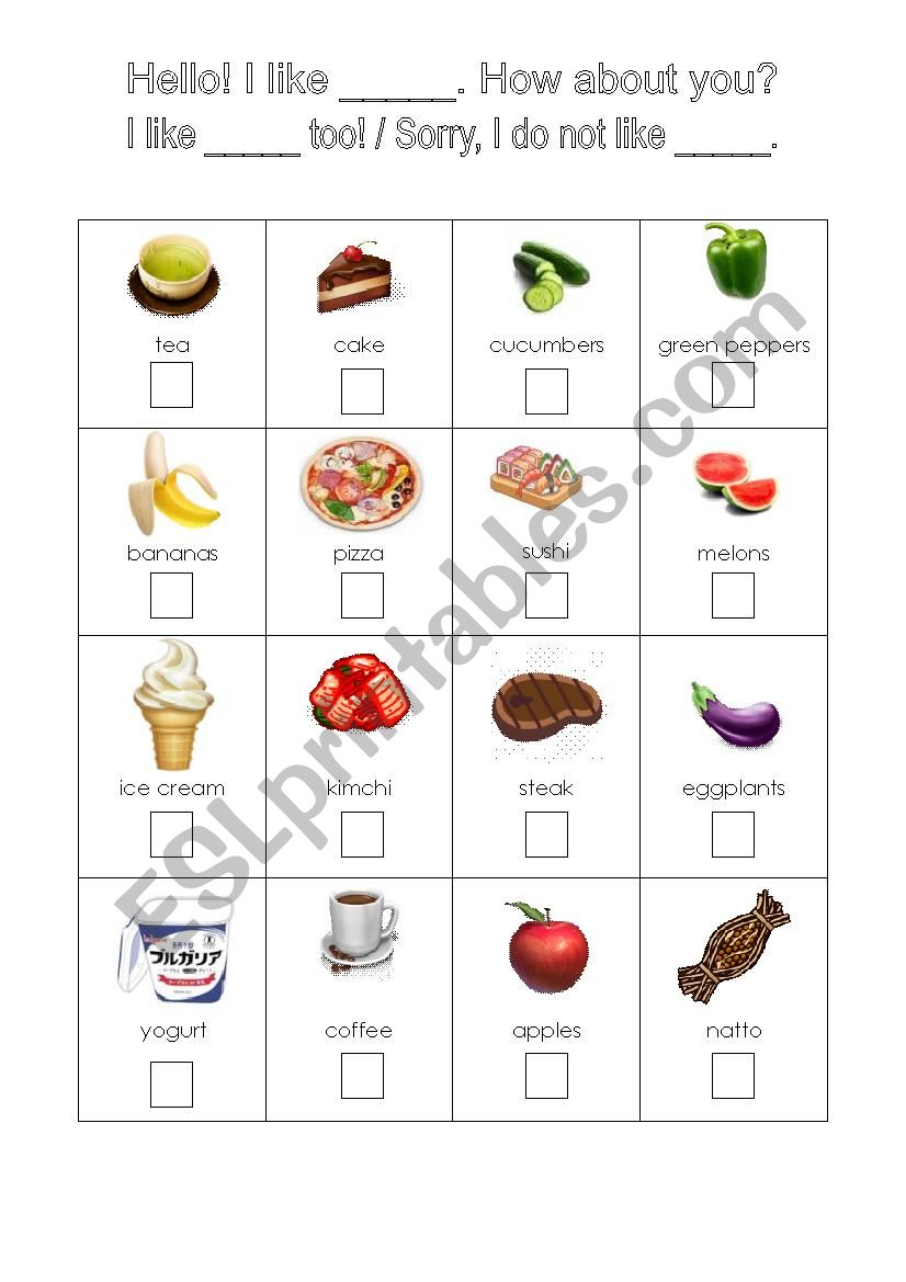 I like bingo! worksheet