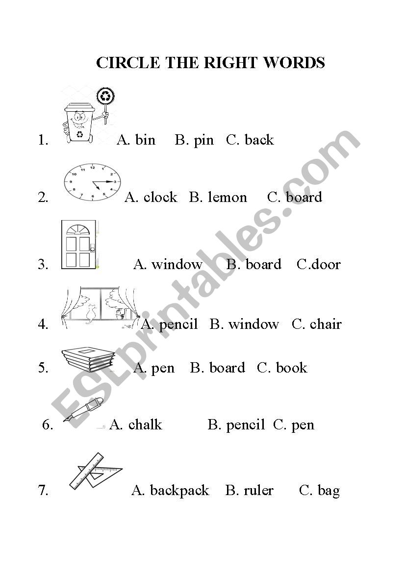 Circle the objects worksheet