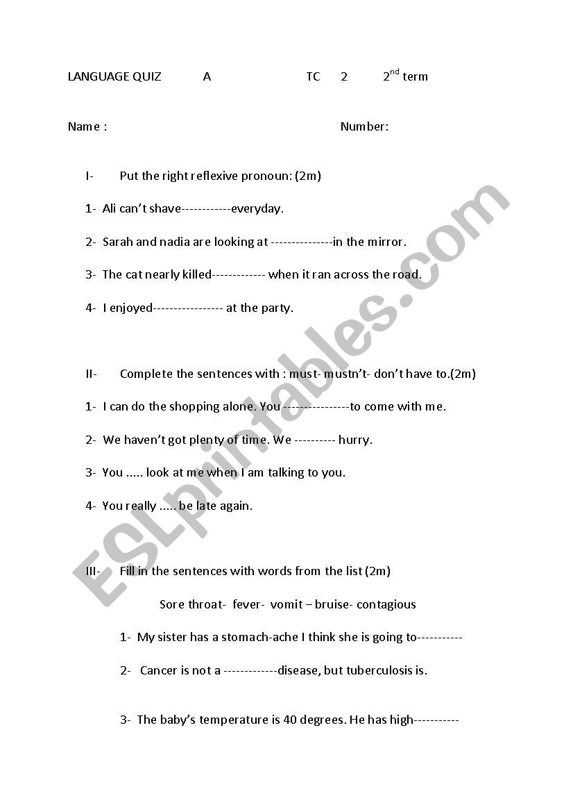 another language quiz worksheet