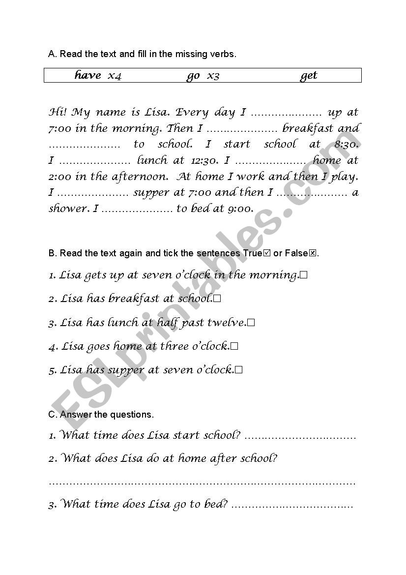 Present Simple Elementary worksheet