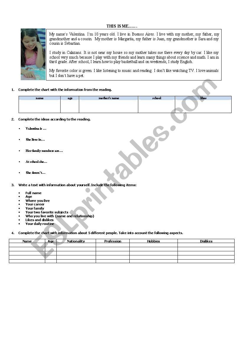 Personal introductions worksheet
