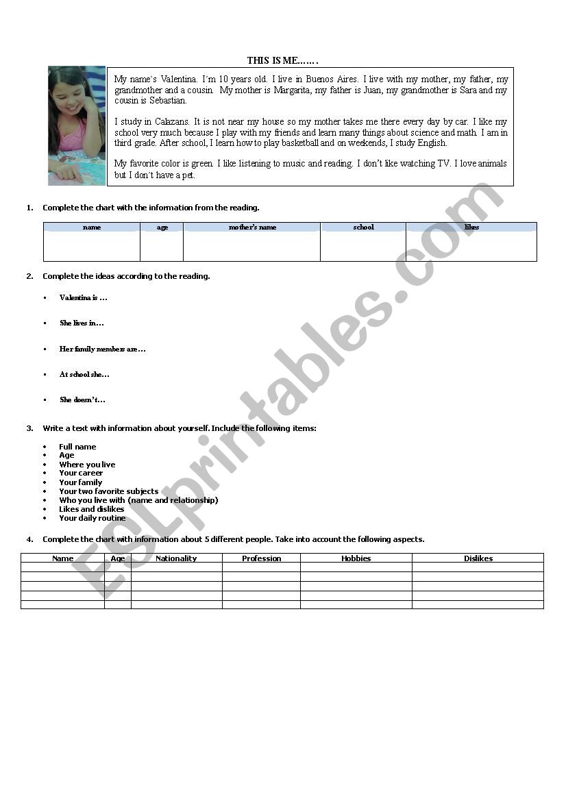 Personal introductions worksheet