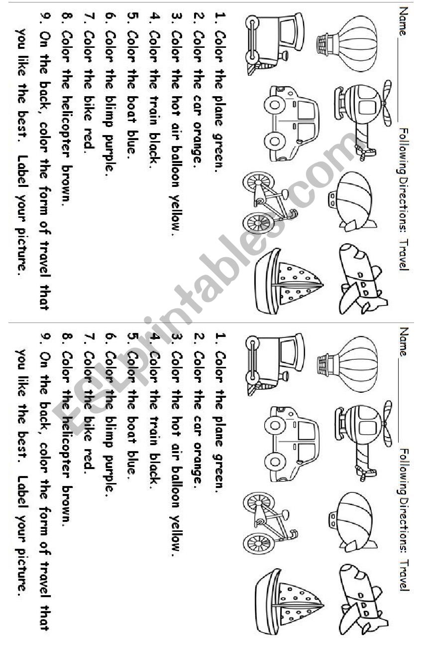 transport worksheet