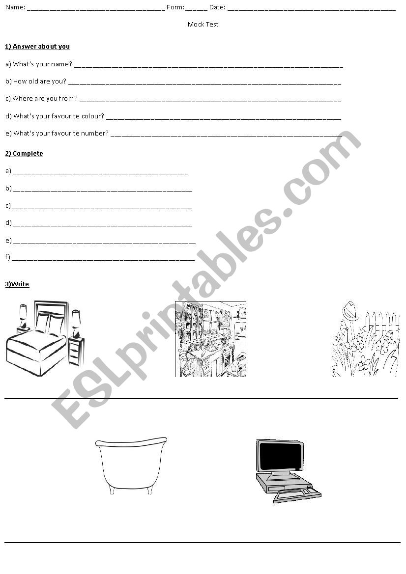 Test 19 worksheet
