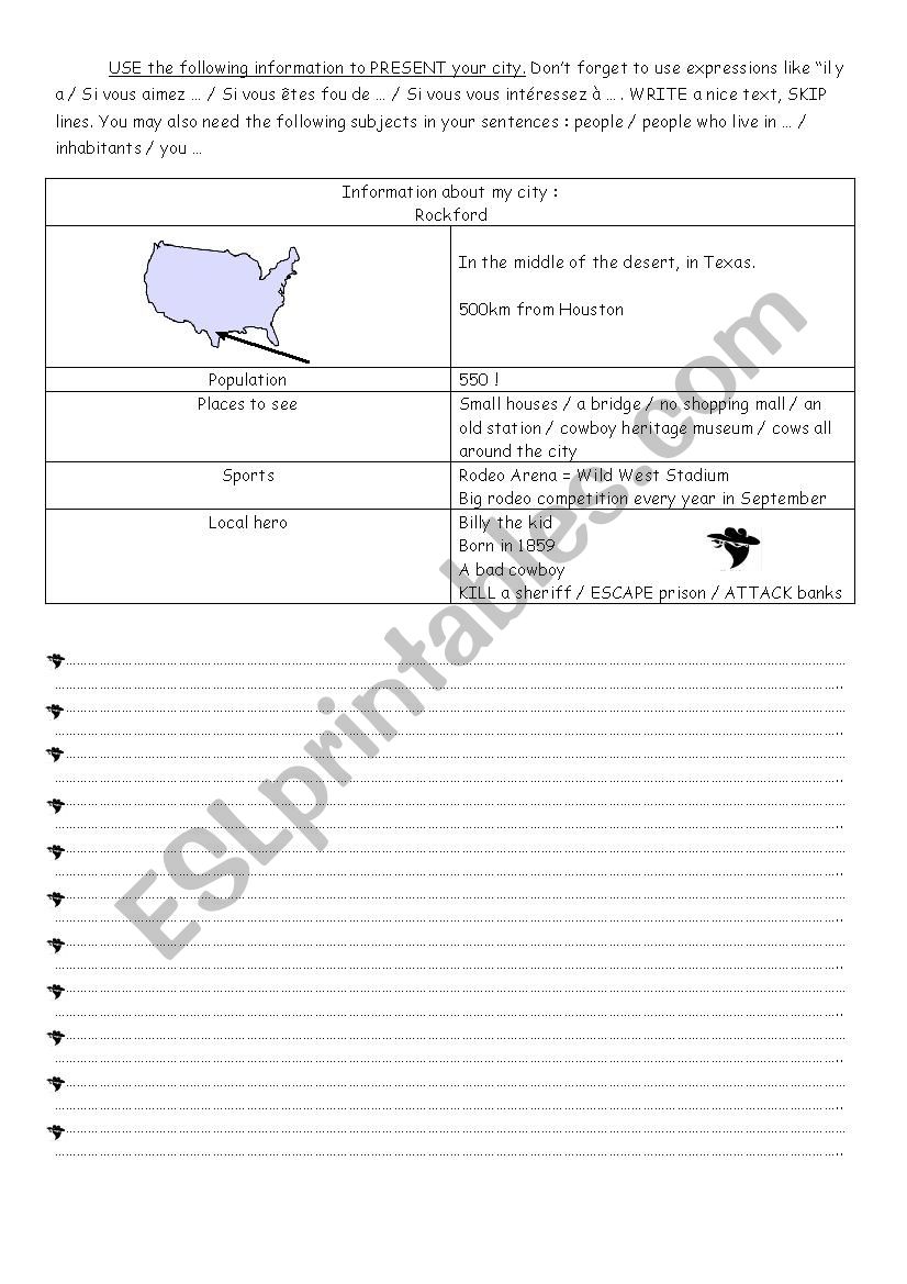 5 Cities to present worksheet