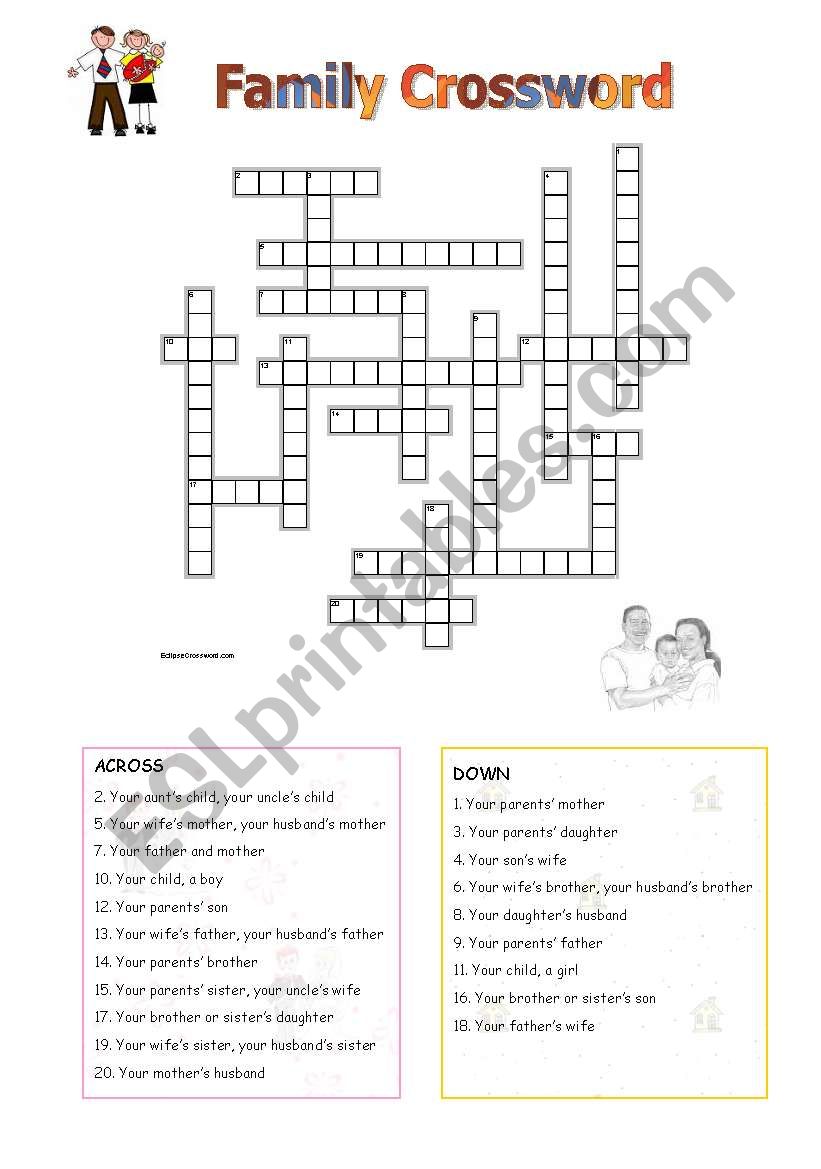 Family Crossword worksheet