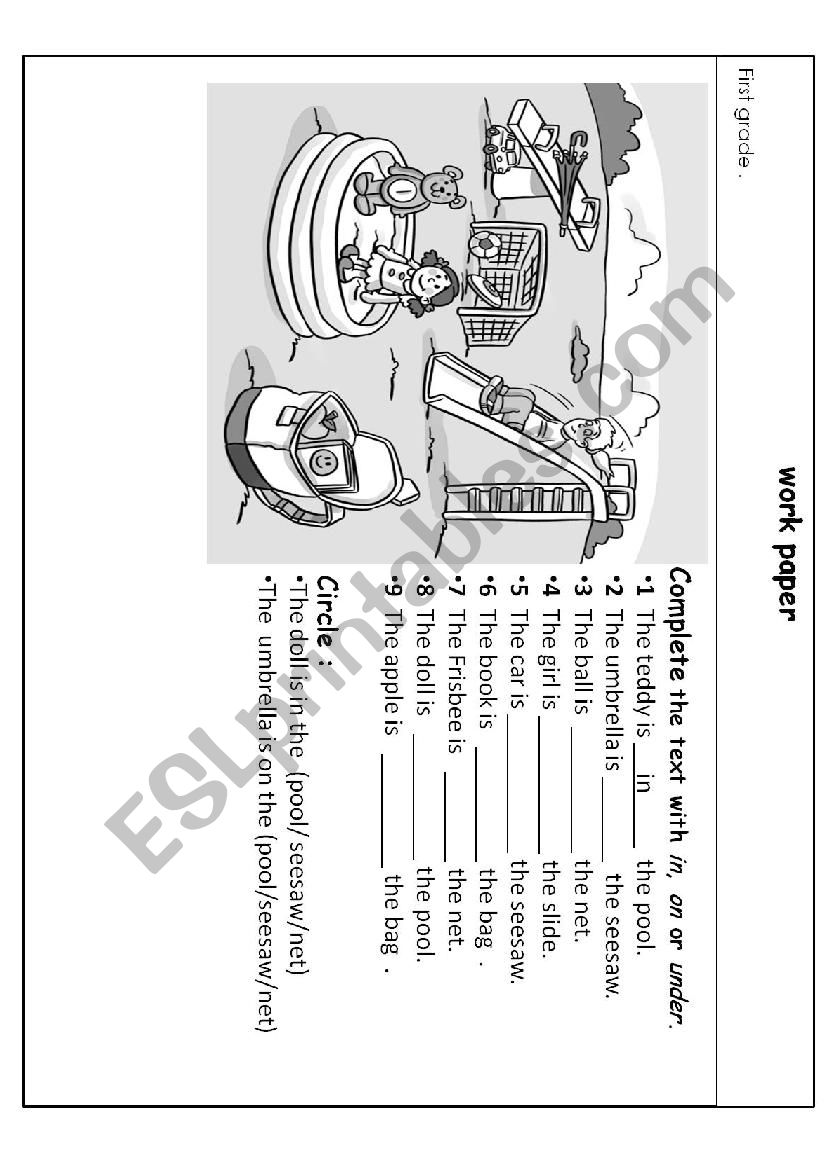 The prepositions worksheet