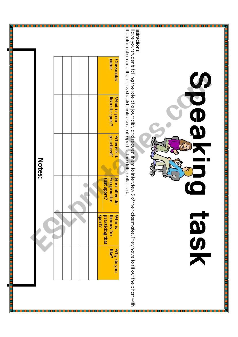 sports speaking activity worksheet