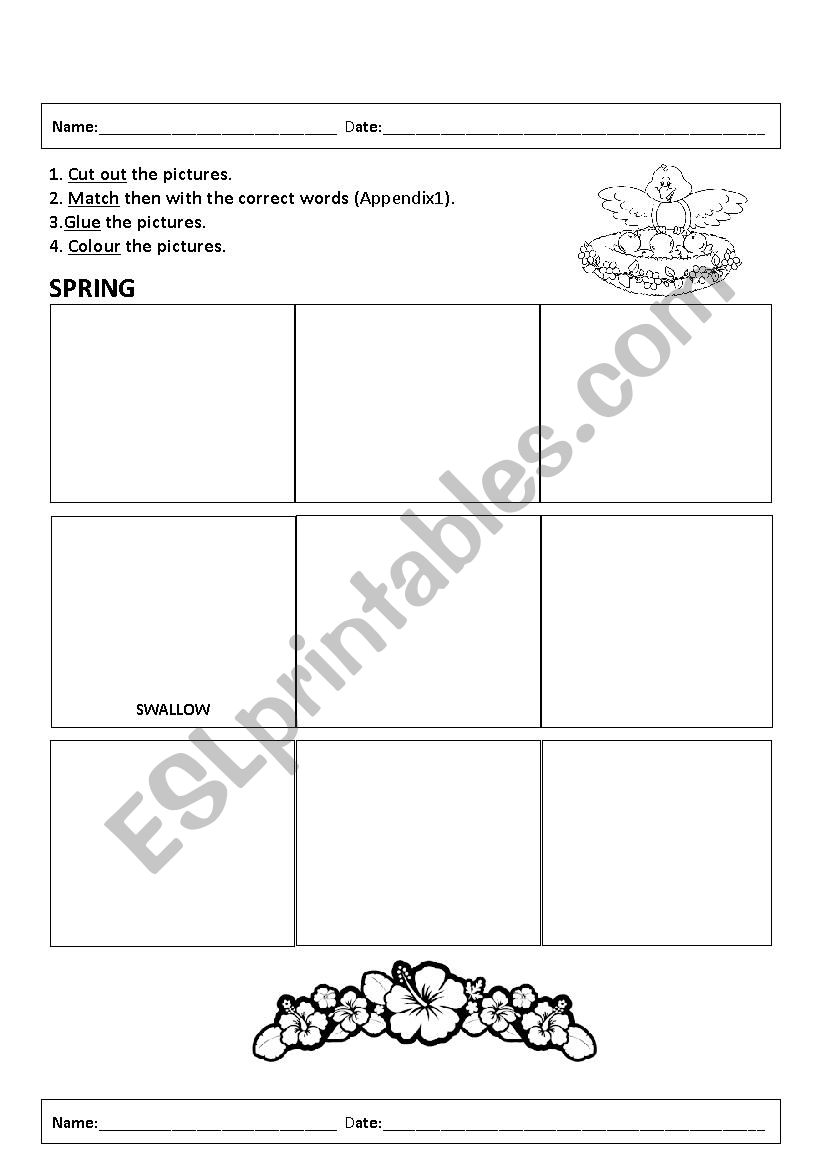 Spring vocabulary worksheet