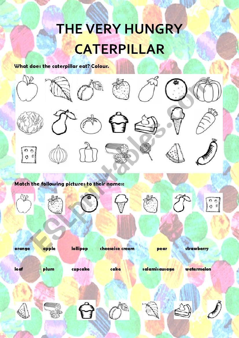 THE VERY HUNGRY CATERPILLAR: vocabulary, healthy and unhealthy food