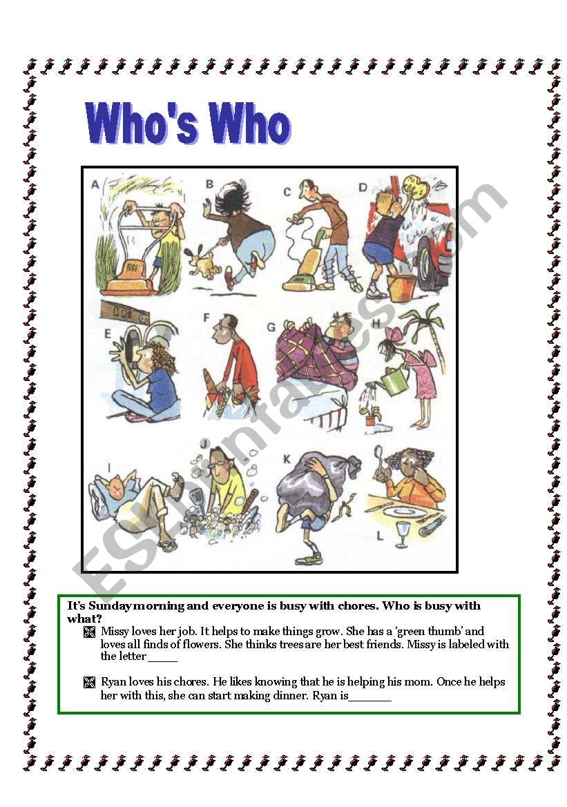 WHO DID WHAT?  worksheet