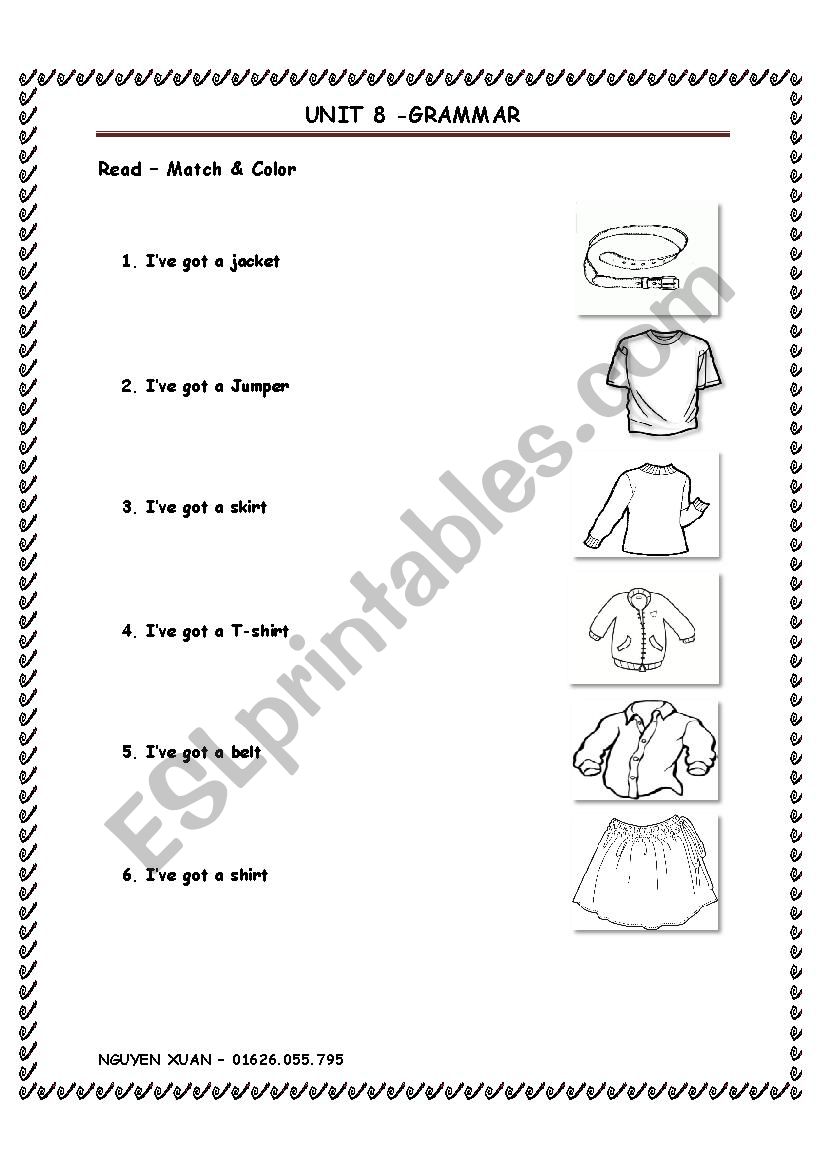 clothes worksheet