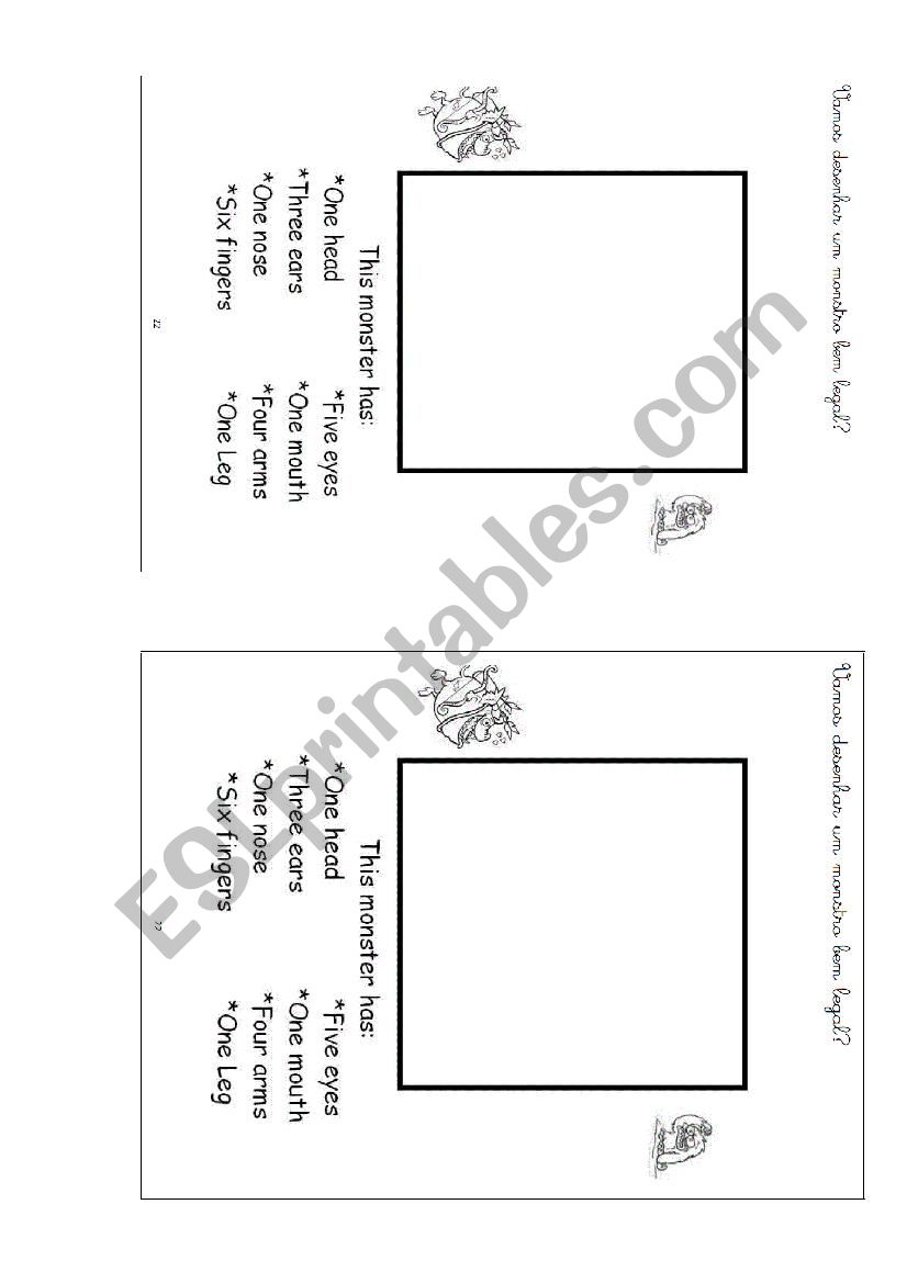 monster human body worksheet