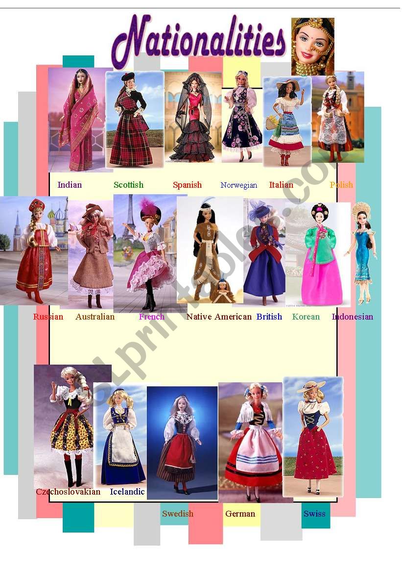 National Costumes worksheet