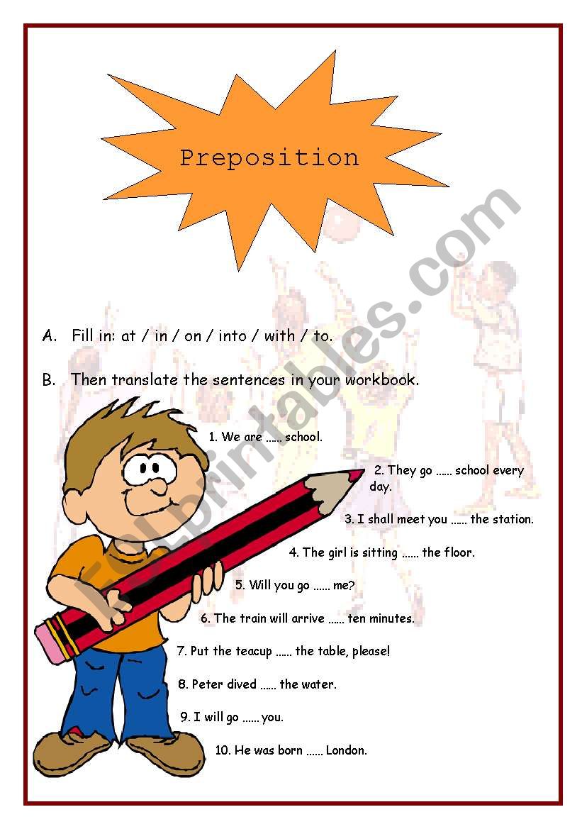Prepositions. worksheet
