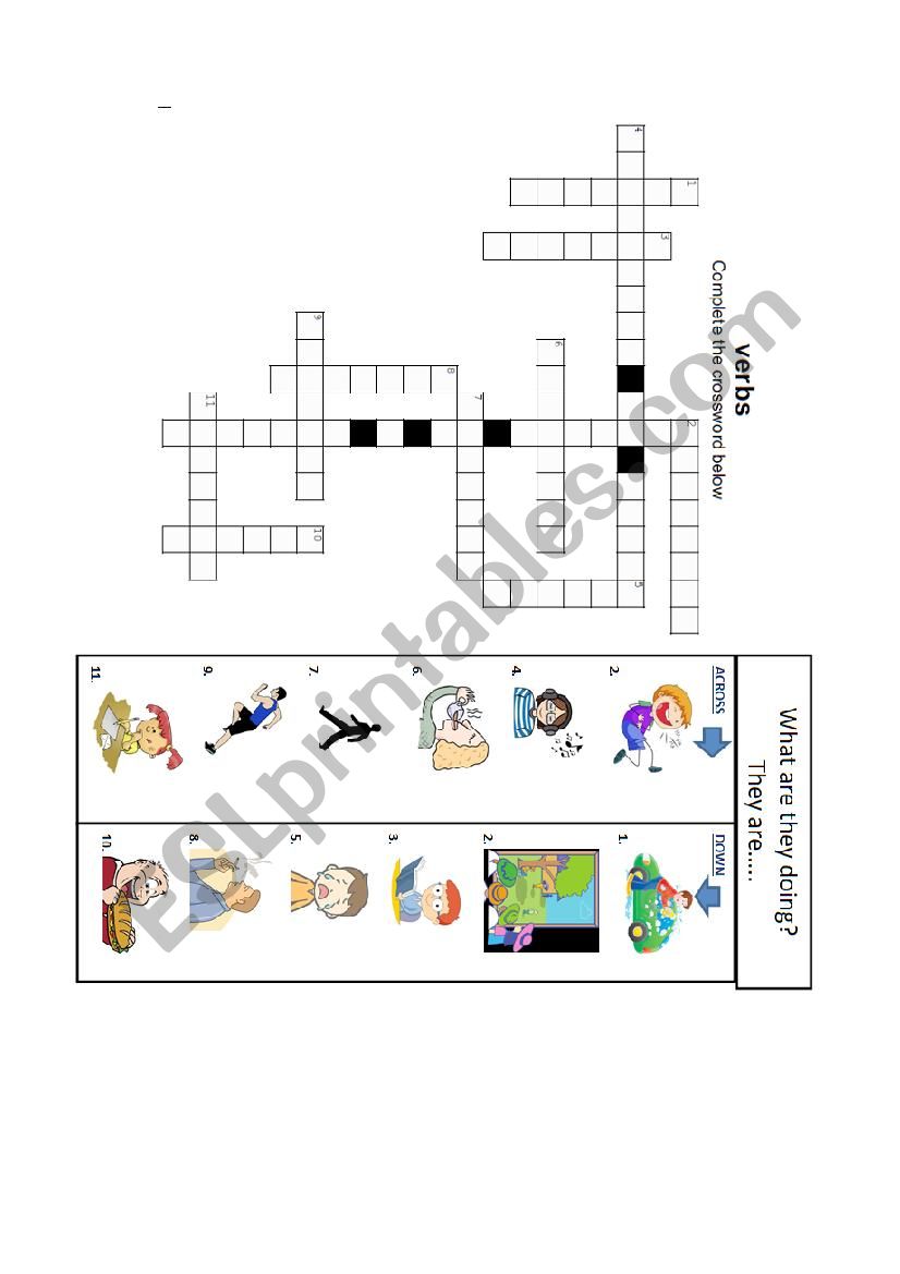 crossword present continuous worksheet