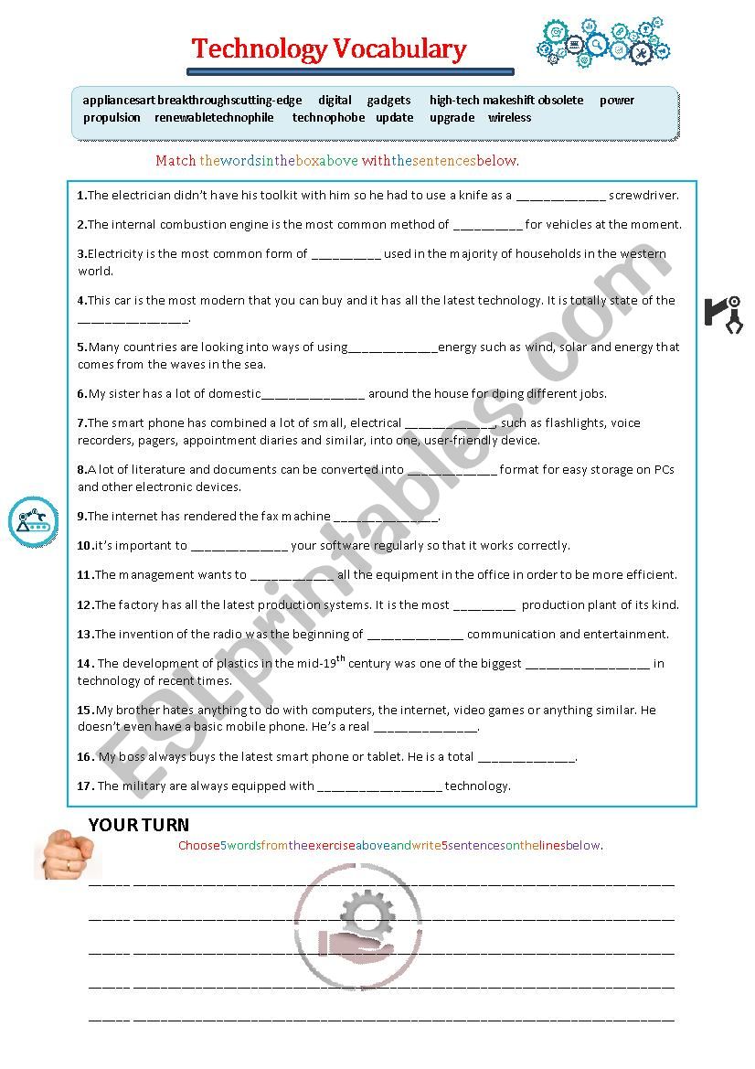 Technology Vocabulary  worksheet