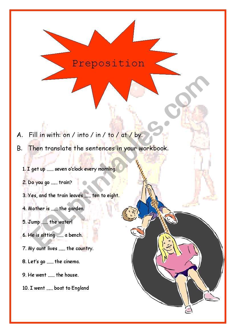 Prepositions 2 worksheet