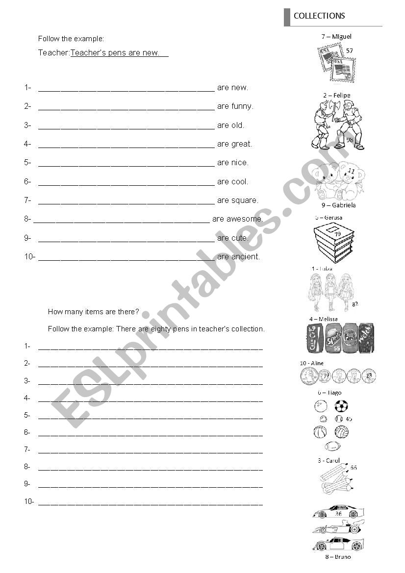 Collections worksheet