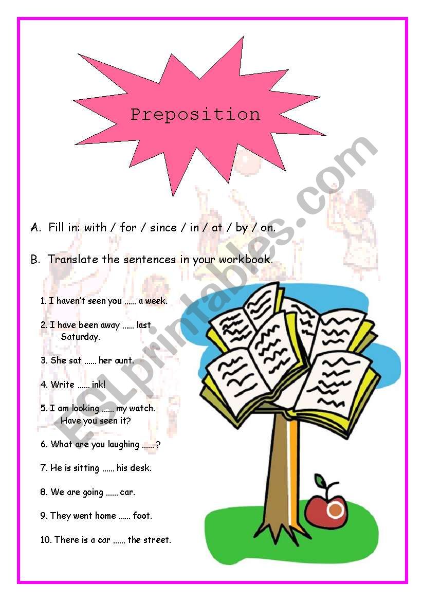 Prepositions worksheet