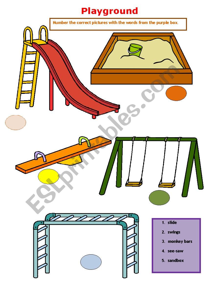 Playground Equipment worksheet