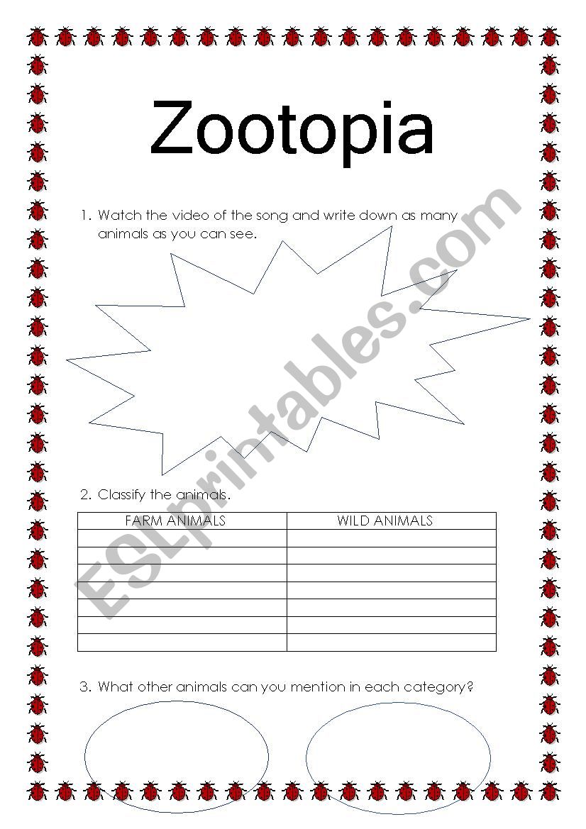 Zootopia video session worksheet