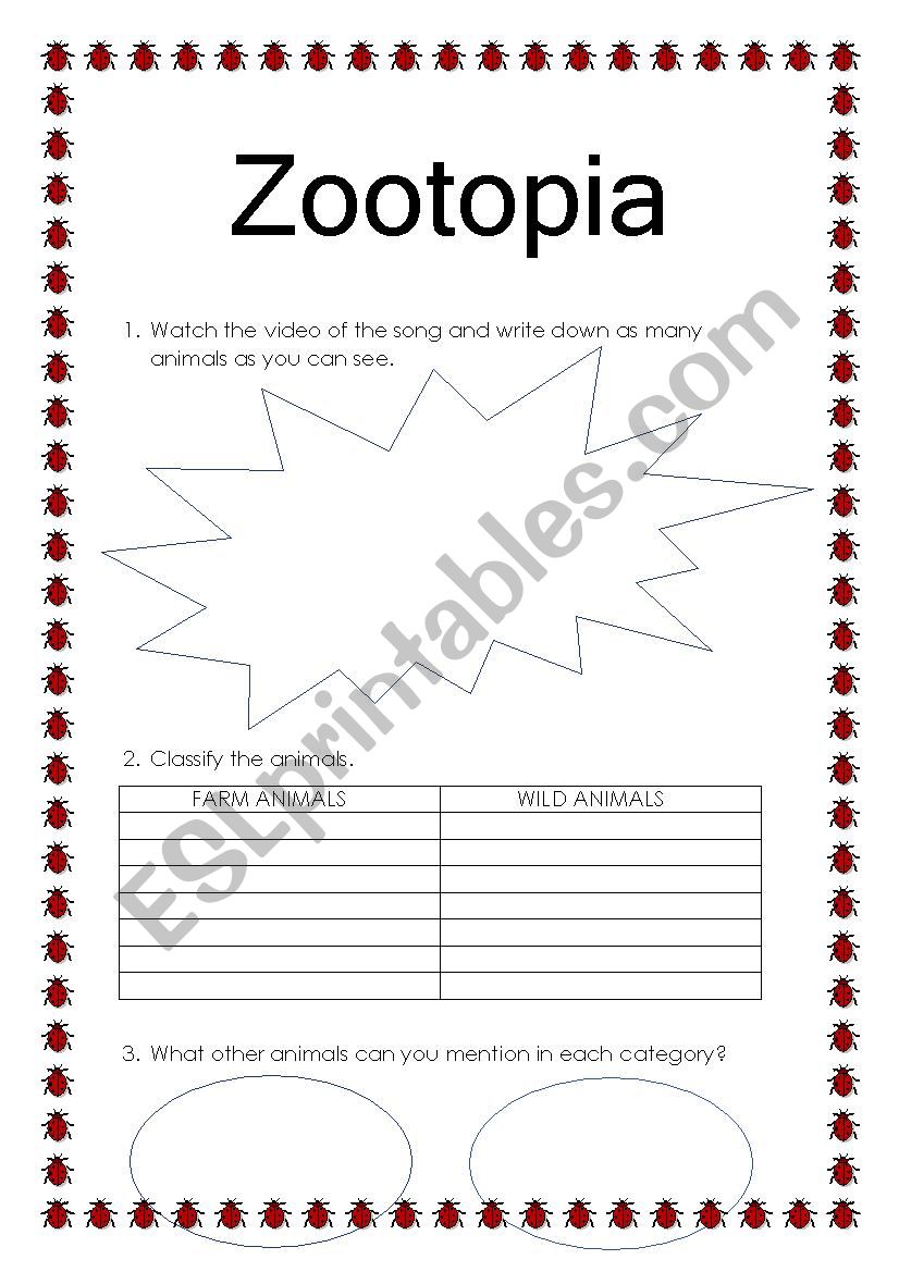 Zootopia video session worksheet