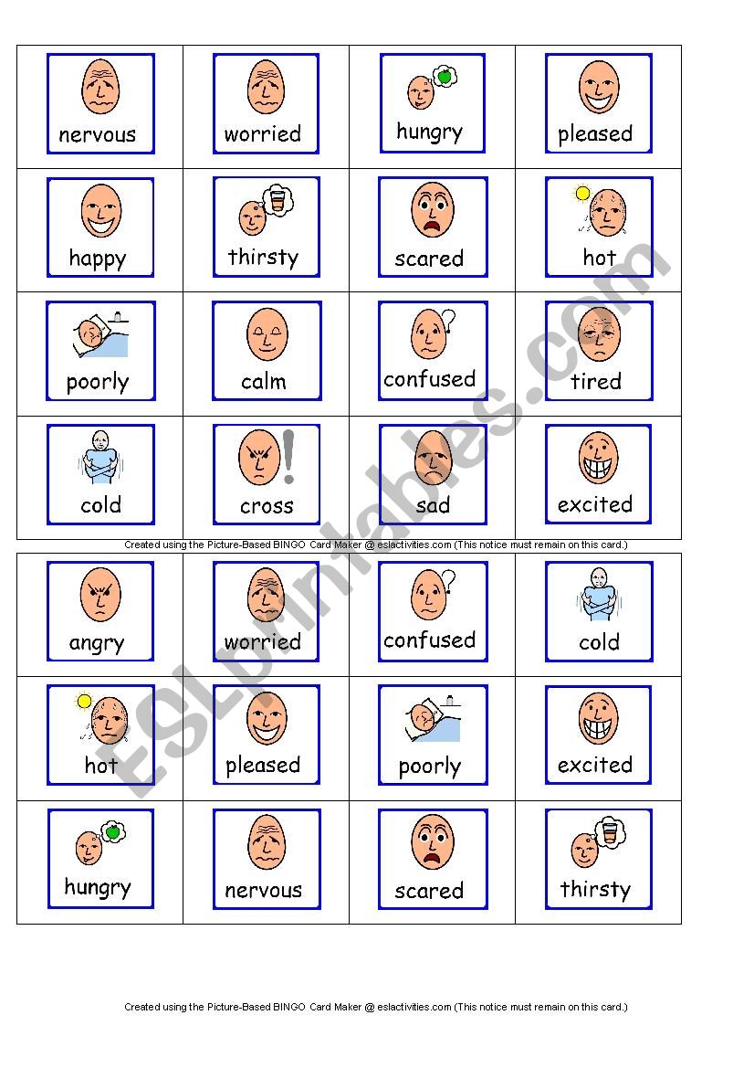 Flashcards Feelings worksheet