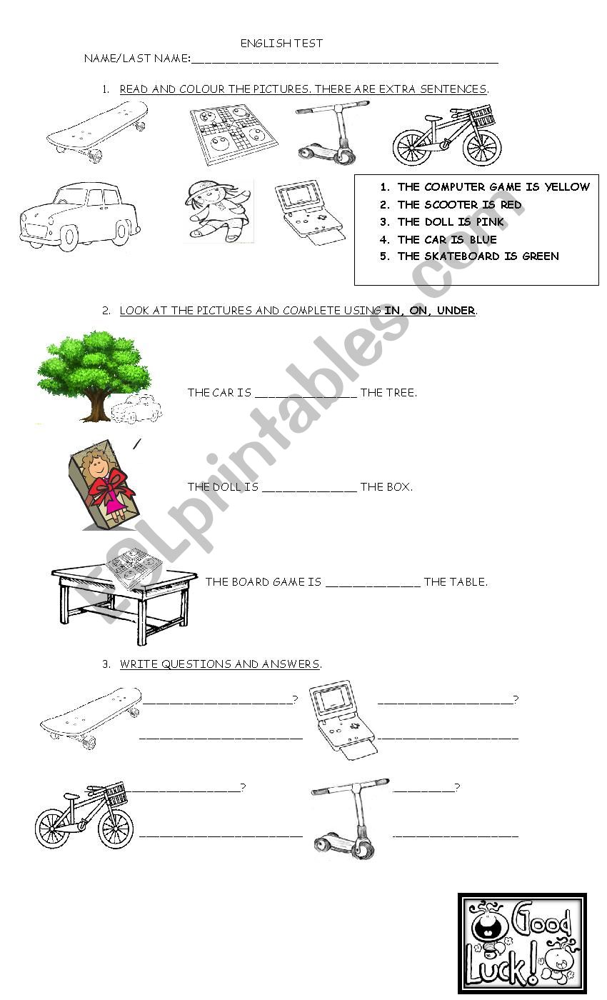 toys worksheet