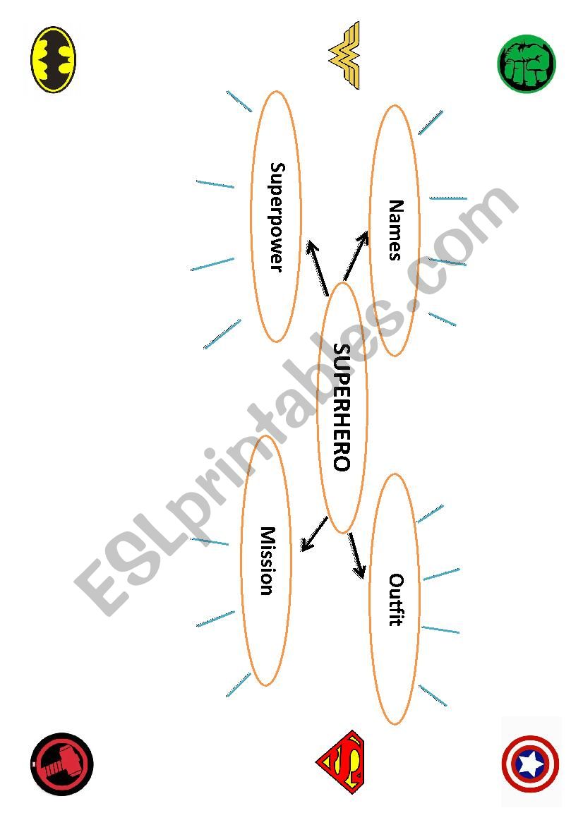 Superhero spidergram worksheet