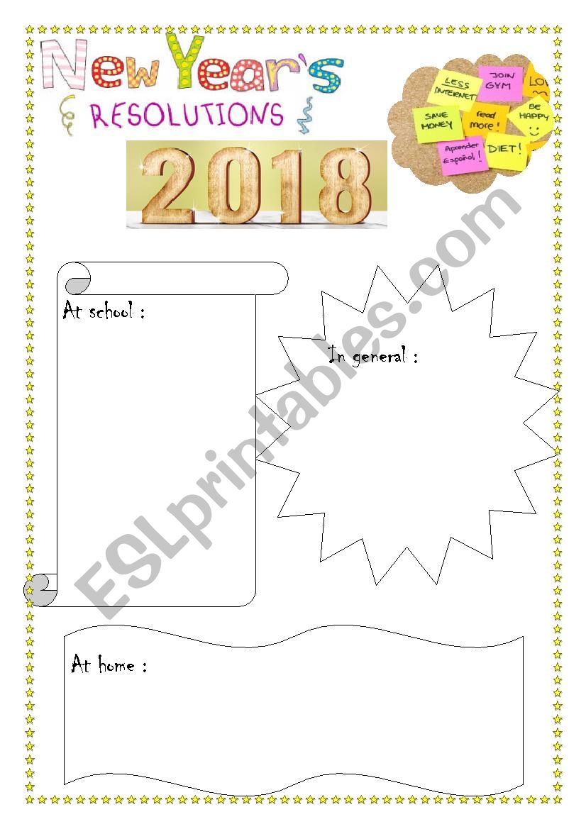 New Years resolutions worksheet