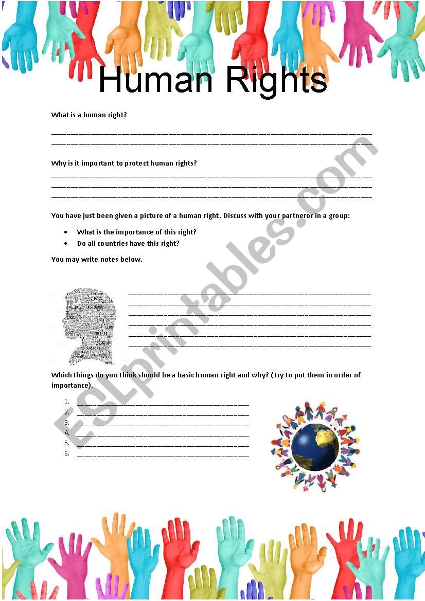 Human Rights worksheet