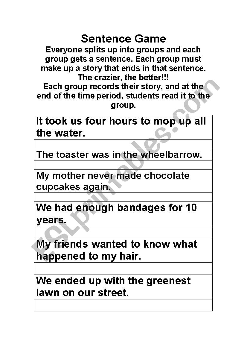 Entertaining Endings Activity worksheet