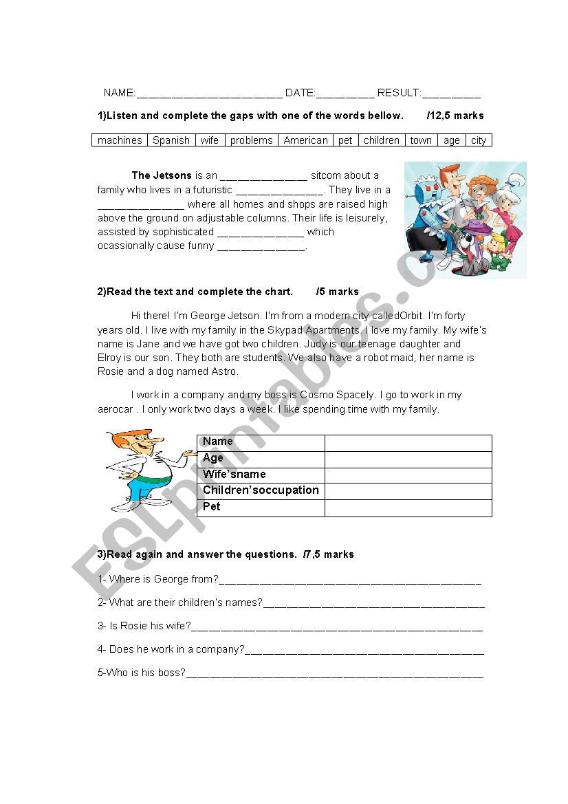 The Jetsons worksheet