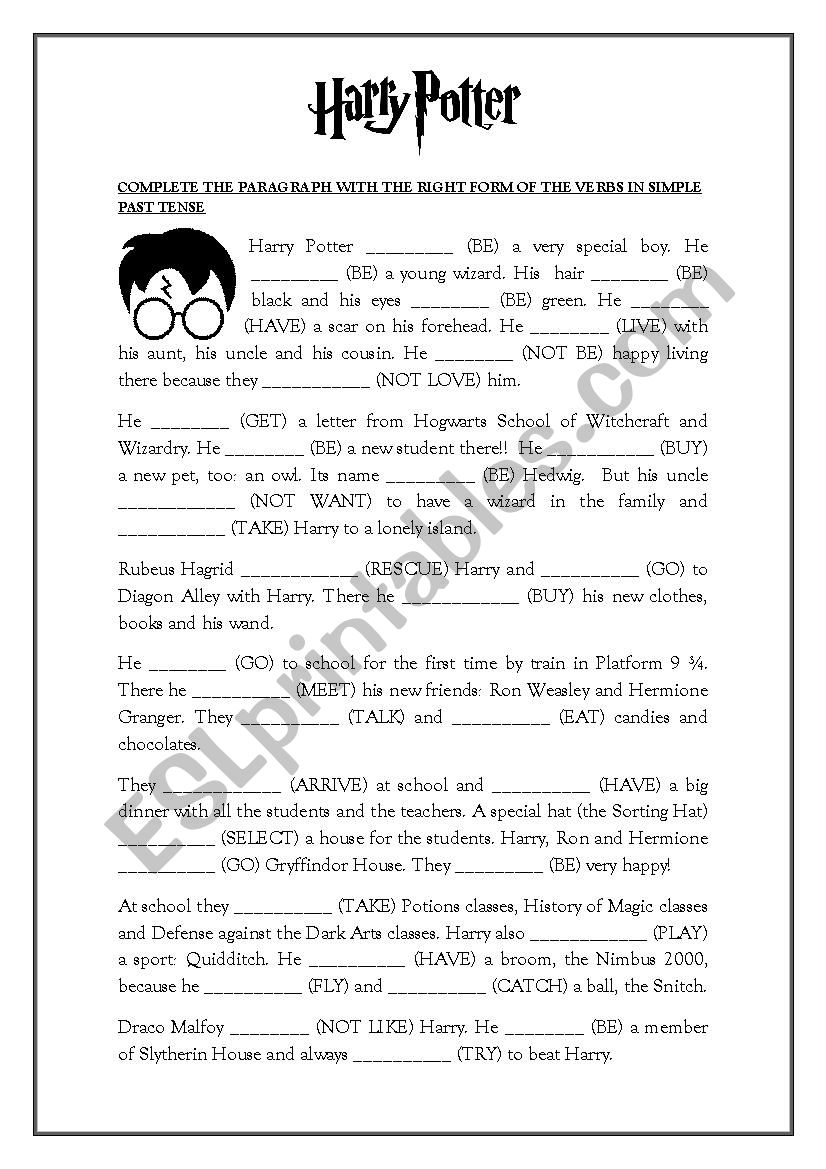 harry potter worksheet