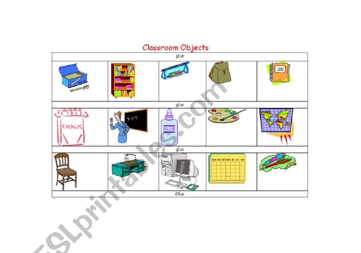 Classroom Objects worksheet