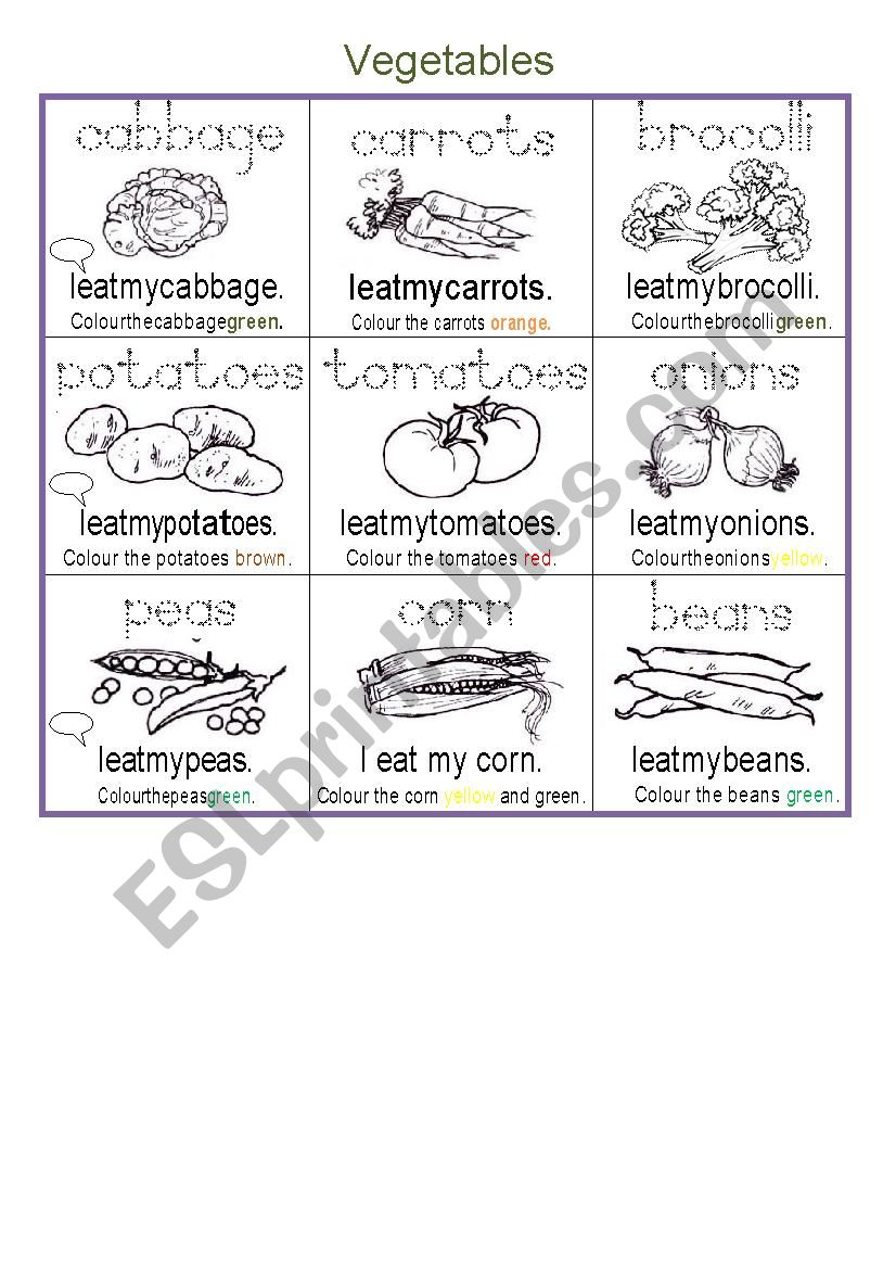 I Eat My Vegetables worksheet