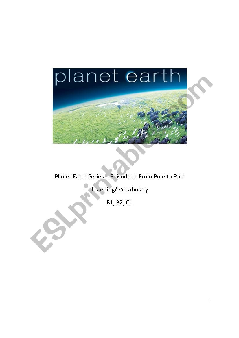 Planet Earth Listening and Vocab,B1-C1