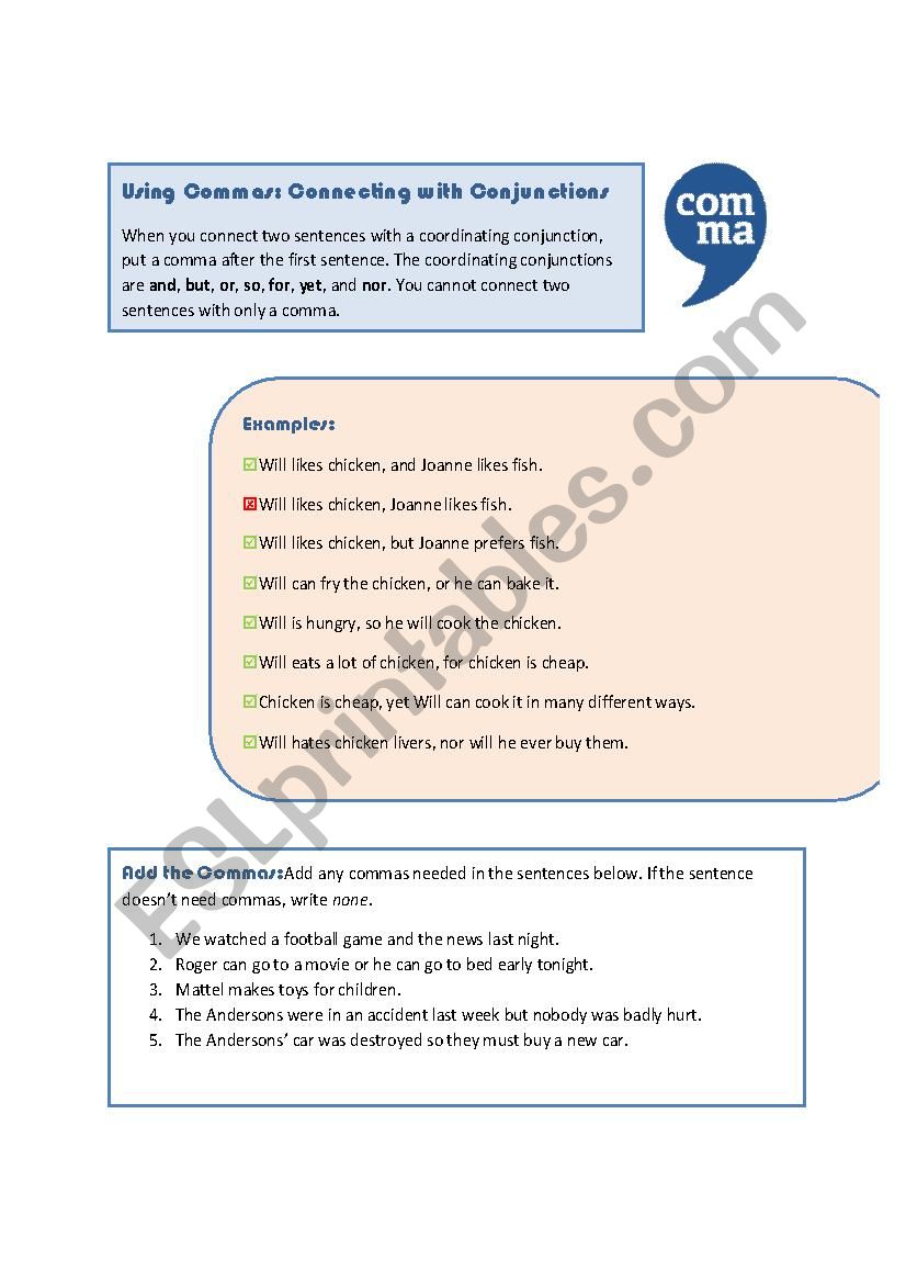 Commas: Coordinating Conjunctions