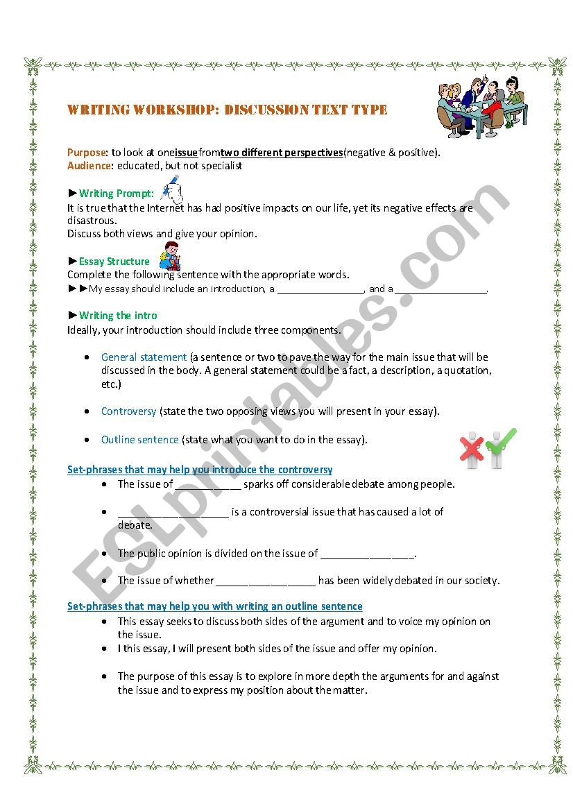 Writing Workshop worksheet