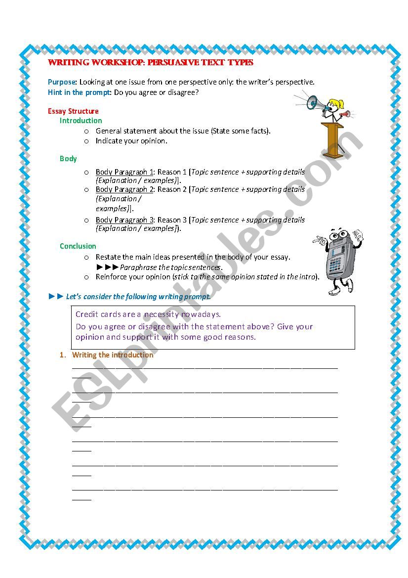 Pursuasive Essay worksheet