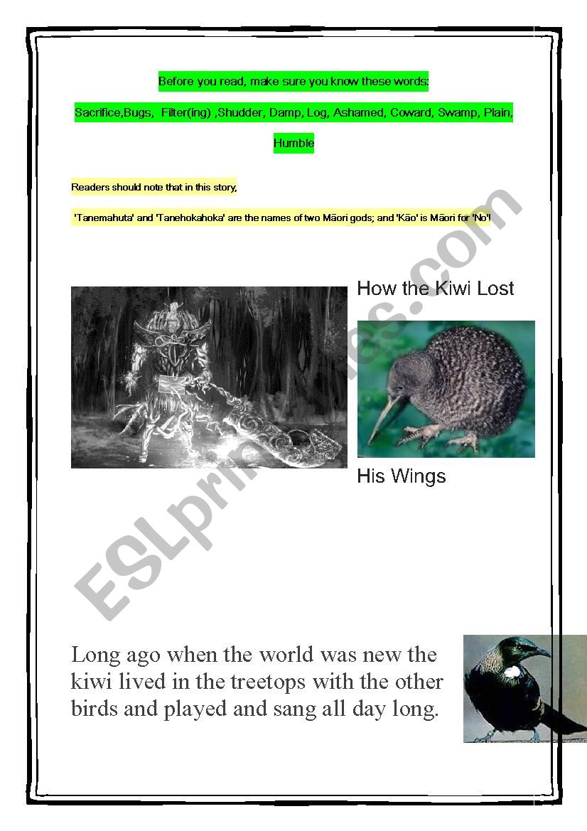 How the Kiwi Lost Its Wings - a Maori Legend