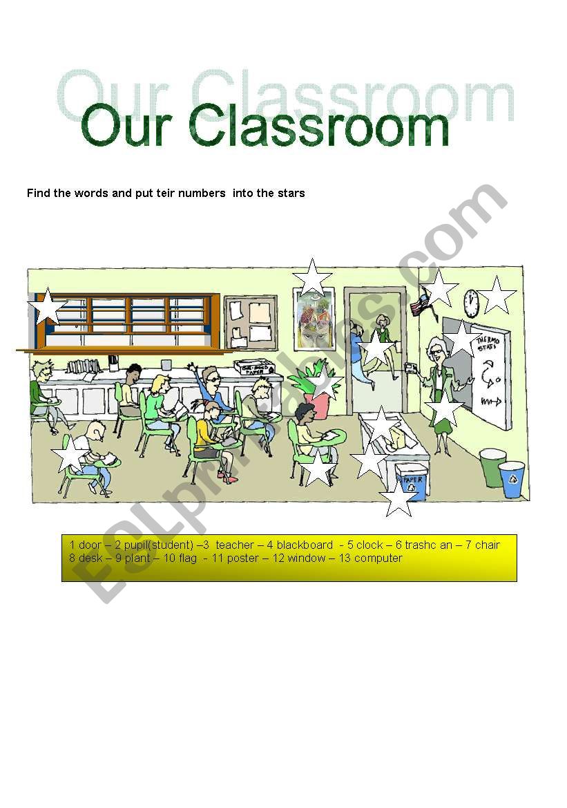 OUR CLASSROOM worksheet