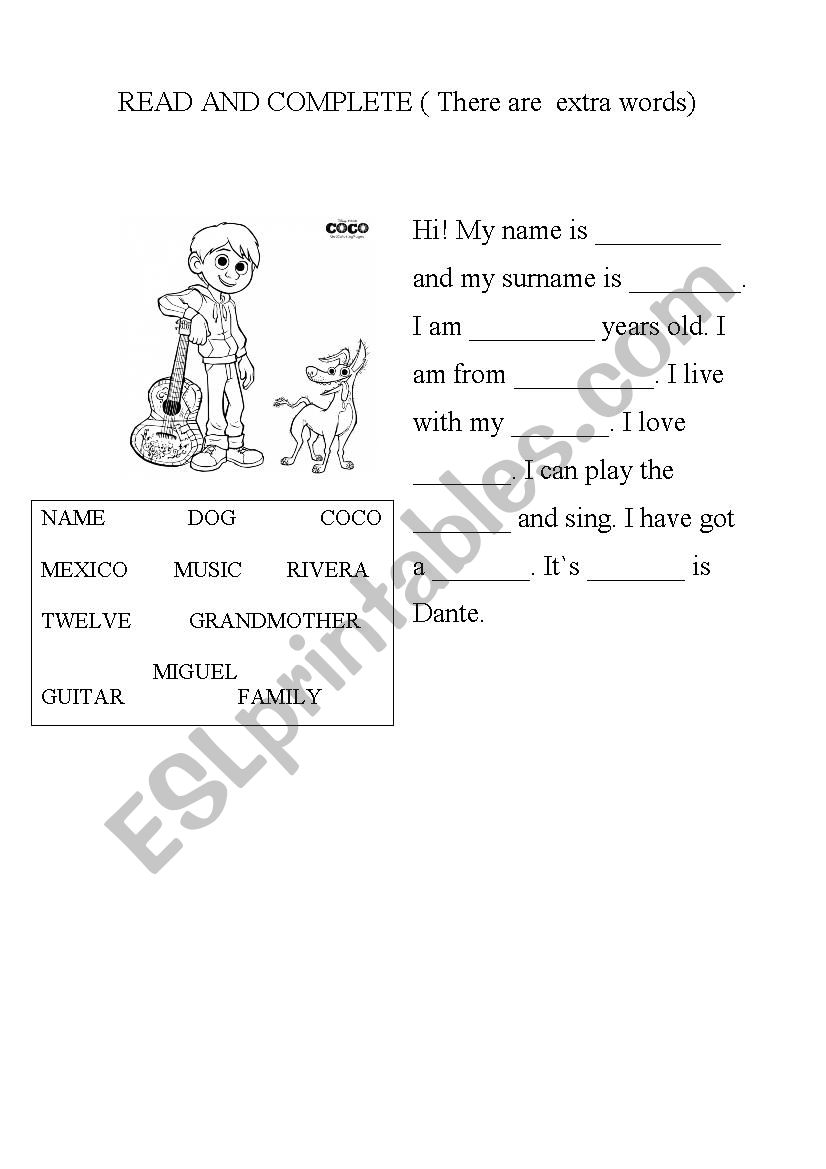 Disney worksheet