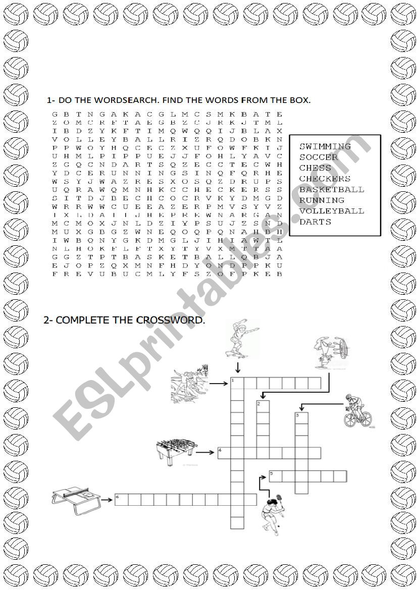 Sports - Wordsearch and crossword