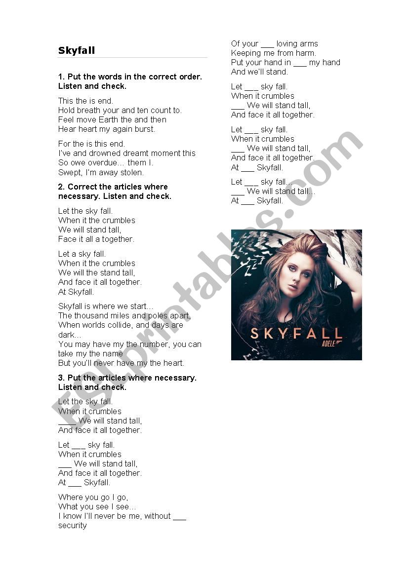 Skyfall worksheet