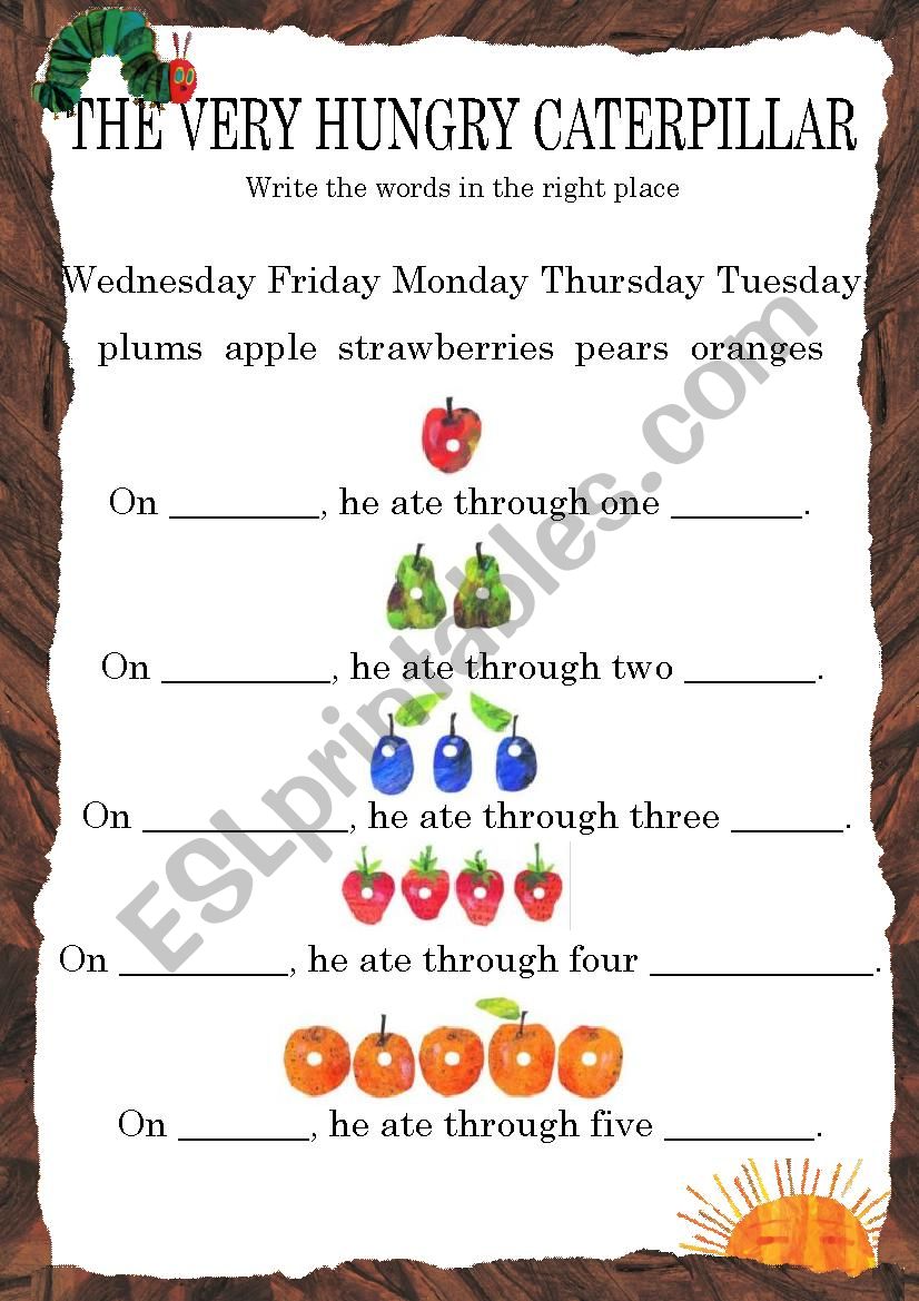 The Very Hungry Caterpillar - Writing